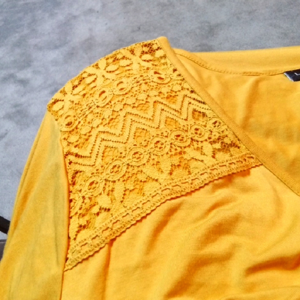 Lane Bryant Embellished Short Sleeve Dress Mustard - Preowned